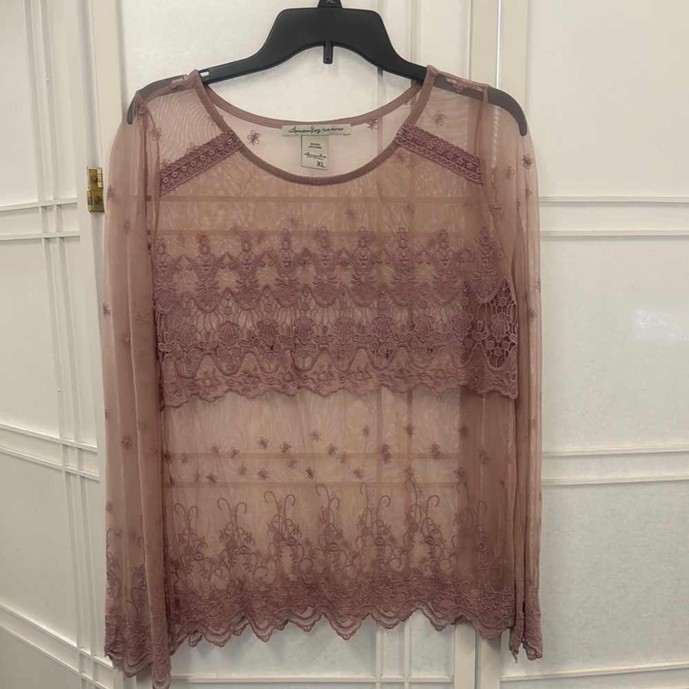 Anthropologie Pink Embellished Long Sleeve Blouse